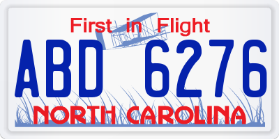 NC license plate ABD6276