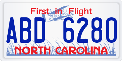 NC license plate ABD6280