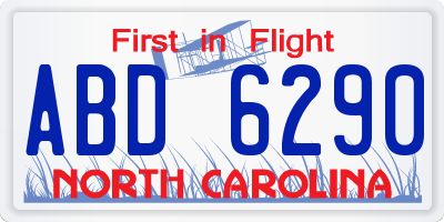 NC license plate ABD6290
