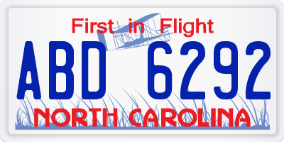 NC license plate ABD6292