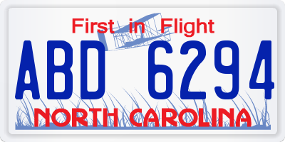 NC license plate ABD6294