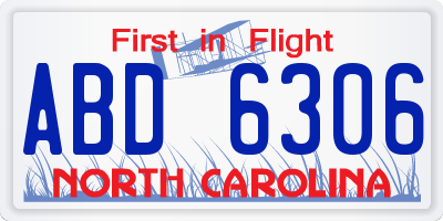 NC license plate ABD6306