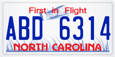 NC license plate ABD6314