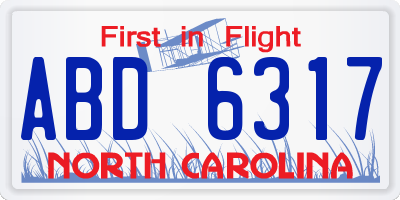 NC license plate ABD6317
