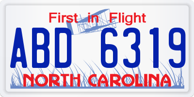NC license plate ABD6319