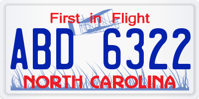 NC license plate ABD6322