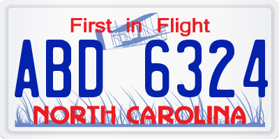 NC license plate ABD6324