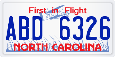 NC license plate ABD6326