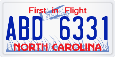 NC license plate ABD6331