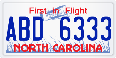 NC license plate ABD6333