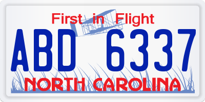 NC license plate ABD6337