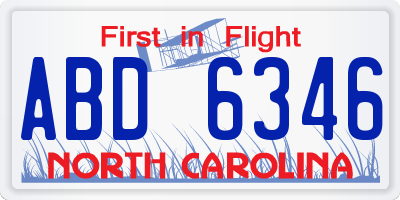 NC license plate ABD6346