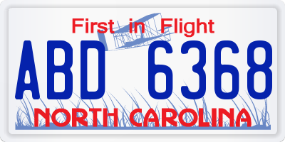NC license plate ABD6368
