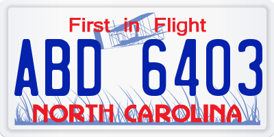 NC license plate ABD6403