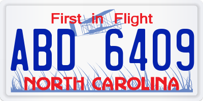 NC license plate ABD6409
