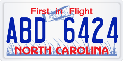 NC license plate ABD6424