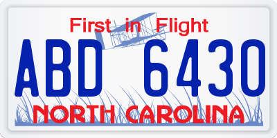 NC license plate ABD6430