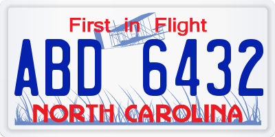 NC license plate ABD6432