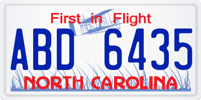 NC license plate ABD6435