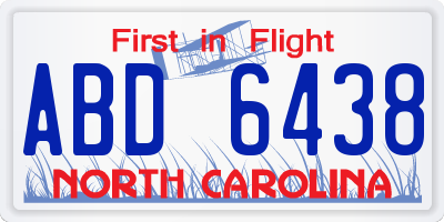 NC license plate ABD6438