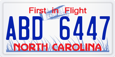 NC license plate ABD6447