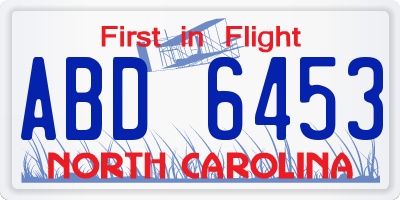 NC license plate ABD6453
