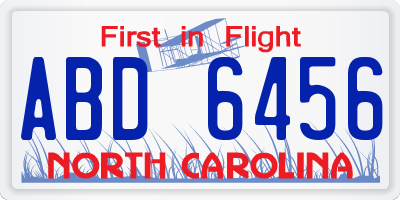 NC license plate ABD6456
