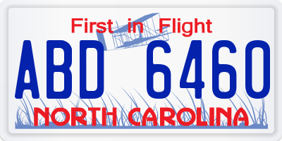 NC license plate ABD6460