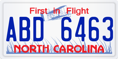 NC license plate ABD6463