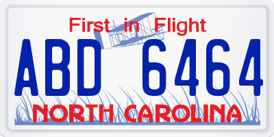NC license plate ABD6464