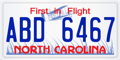 NC license plate ABD6467