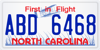 NC license plate ABD6468