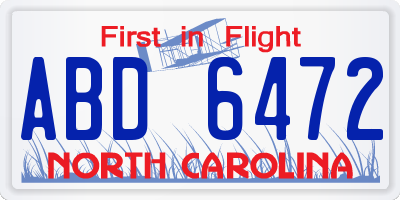 NC license plate ABD6472