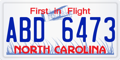NC license plate ABD6473