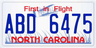 NC license plate ABD6475