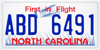 NC license plate ABD6491