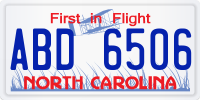 NC license plate ABD6506