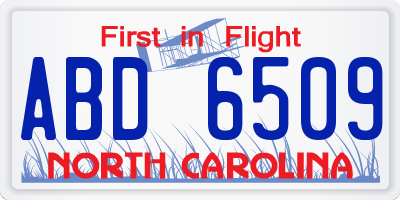 NC license plate ABD6509