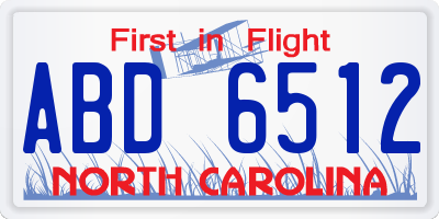 NC license plate ABD6512