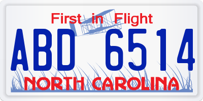 NC license plate ABD6514
