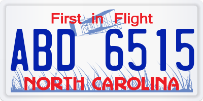 NC license plate ABD6515