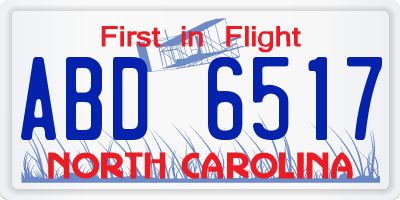 NC license plate ABD6517