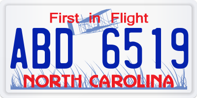 NC license plate ABD6519