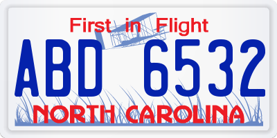 NC license plate ABD6532