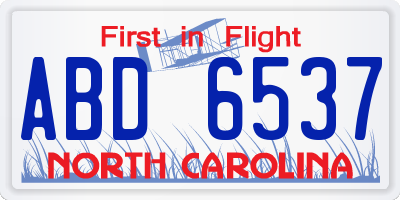 NC license plate ABD6537