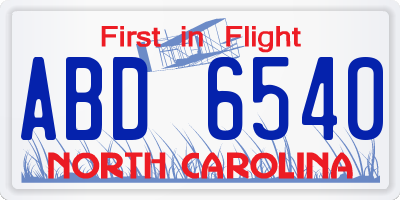NC license plate ABD6540