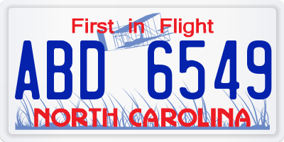 NC license plate ABD6549