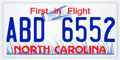 NC license plate ABD6552