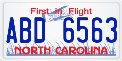 NC license plate ABD6563