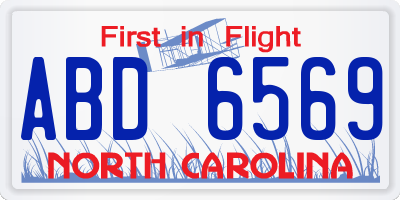 NC license plate ABD6569